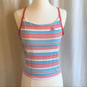 Adidas Athletic Top Built-In Bra, Red & Blue XL